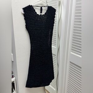 Ganni Open-back crocheted recycled-fibre mini dress